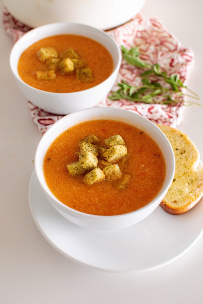 This is the ONLY creamy tomato soup recipe you'll ever need! Learn how to make your very own batch of roasted tomato and garlic soup - filled with fresh ingredients and packed with flavor.