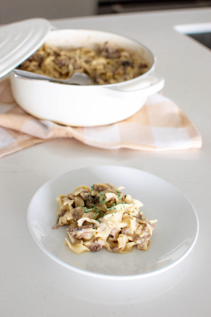 This one pot beef stroganoff is made straight in a Dutch oven, meaning minimal mess and more time for the important stuff in life!