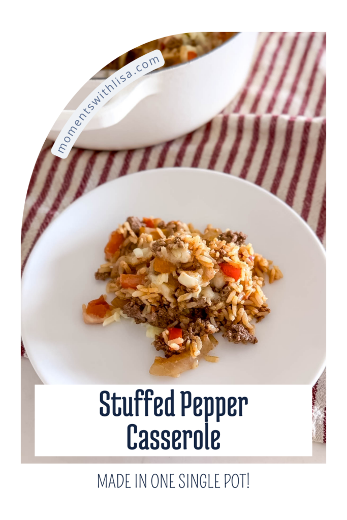 Indulge in the incredible flavors of this One Pot Stuffed Pepper Casserole: a savory dish that's as easy to prepare as it is delicious. Prepare to say goodbye to kitchen chaos with this convenient one-pot wonder!