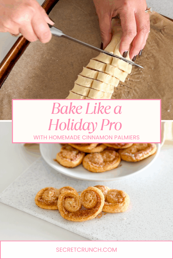 Impress your family and friends with these easy, show-stopping Cinnamon Palmiers! Soft butter, cinnamon sugar, crisp perfection: the easiest cookies to make your holidays magical.