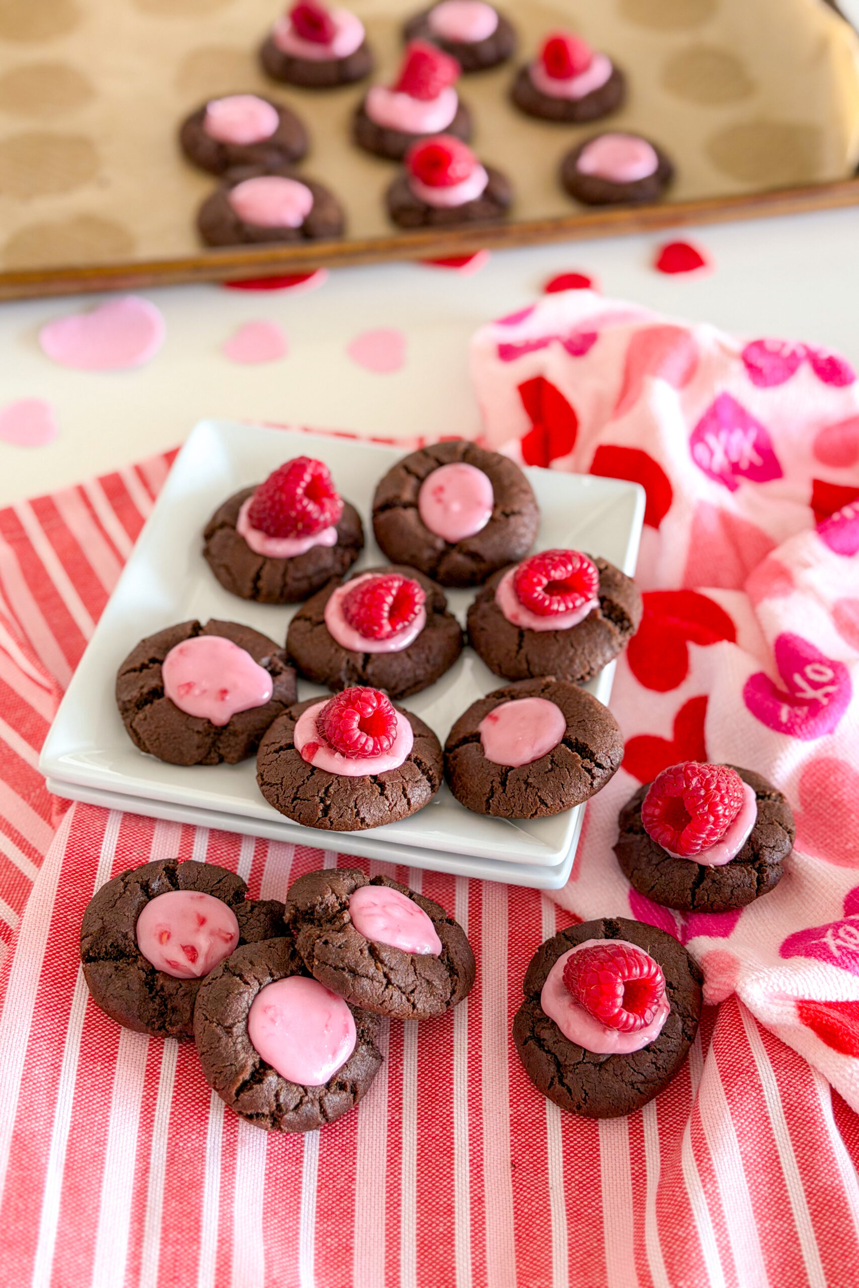 Raspberry Chocolate Thumbprint Cookies for Valentine’s Day