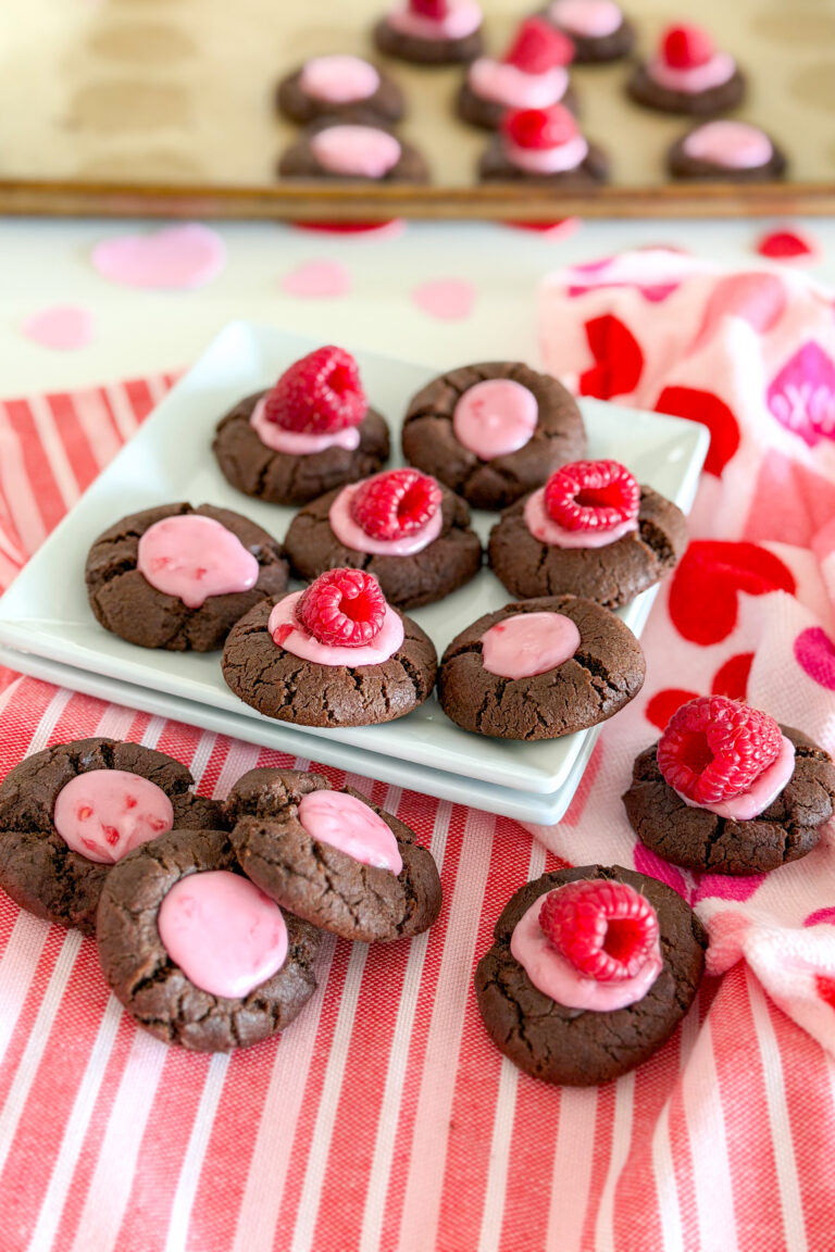 Raspberry Chocolate Thumbprint Cookies