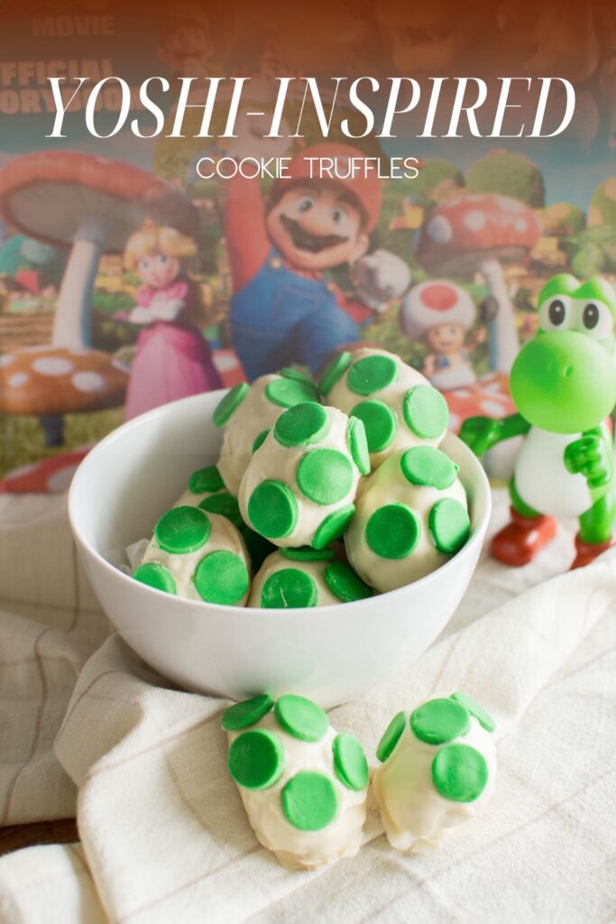 These Yoshi-Inspired Cookie Truffles are the cutest no-bake dessert. Made with Oreos, cream cheese, and candy melts, these egg-shaped treats are inspired by Yoshi eggs and perfect for Easter, gaming parties, or fun baking with kids.