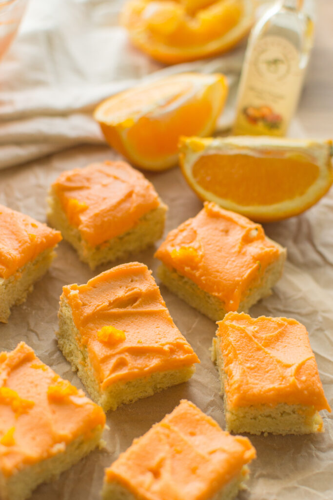 Orange Creamsicle Cookie Bars with fresh orange slices