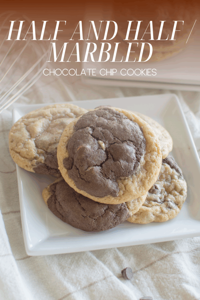These Half and Half Chocolate Chip Cookies combine a classic chocolate chip cookie with a rich chocolate cookie in one soft and chewy marbled cookie. Easy to make, bakery-style, and perfect for cookie lovers who want the best of both worlds.