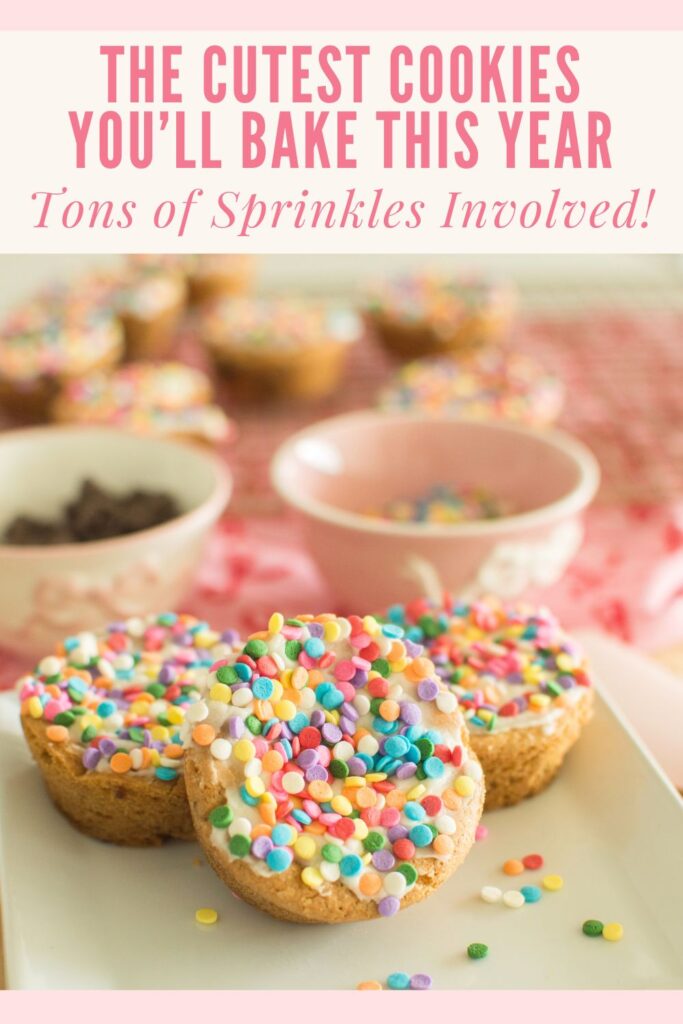 Turn the viral Cake Dots trend into adorable cookies! These buttery cookie cups are topped with homemade buttercream and dipped in colorful sprinkles for the ultimate fun dessert.