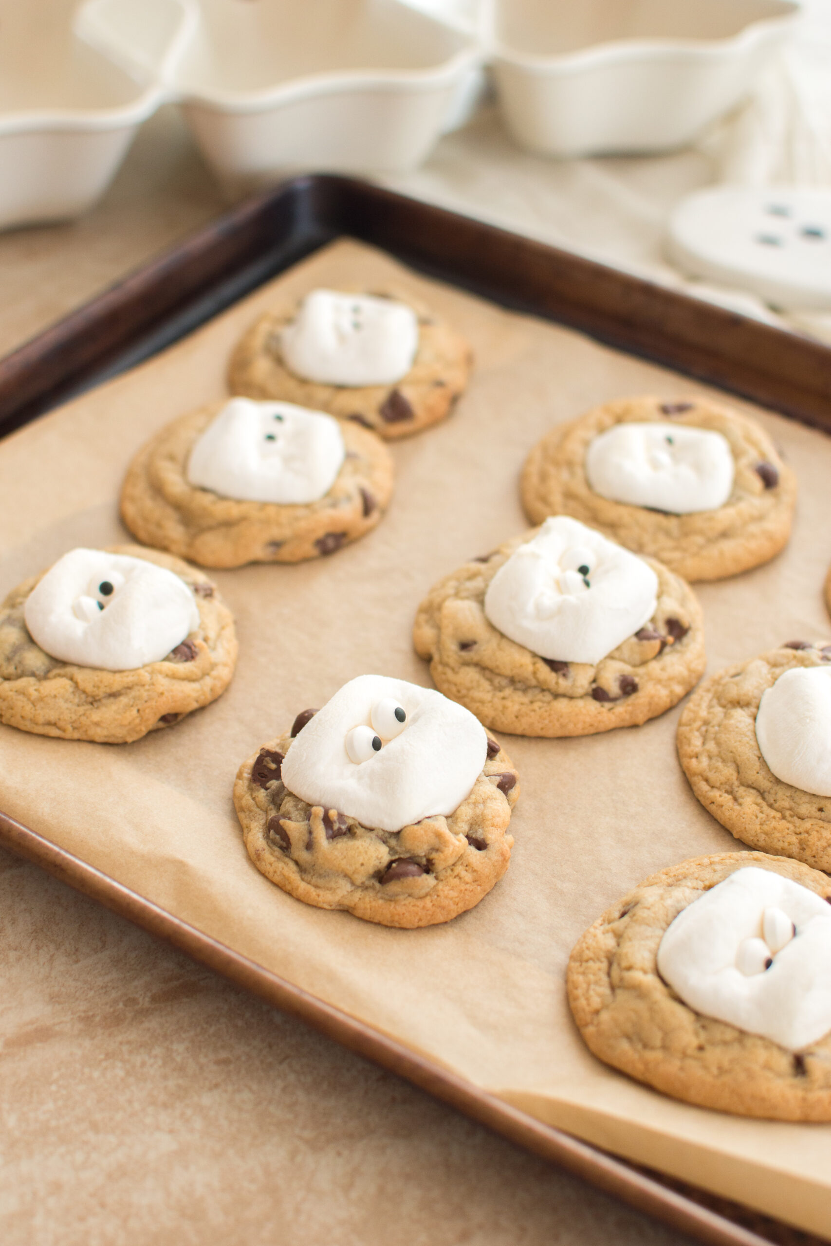 Halloween Ghost Cookies (Easy Chocolate Chip Ghost Cookies)
