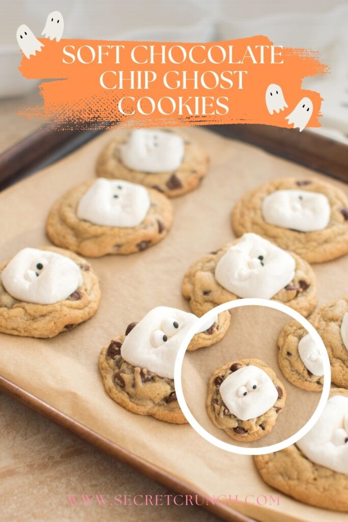 These adorable Ghost Halloween Cookies are soft, chewy, and decorated with marshmallow ghosts. A simple Halloween cookie recipe that's perfect for parties, school events, and fall baking.